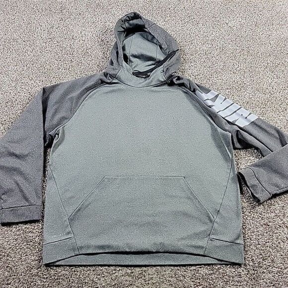 Nike Pullover Sweatshirt Men's XL Gray Therma Fit Hoodie Spellout Flaw* - Picture 1 of 7